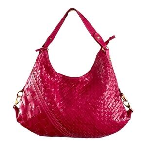 NWOT Charlie Lapson Red/Pink Woven Hobo Bag!